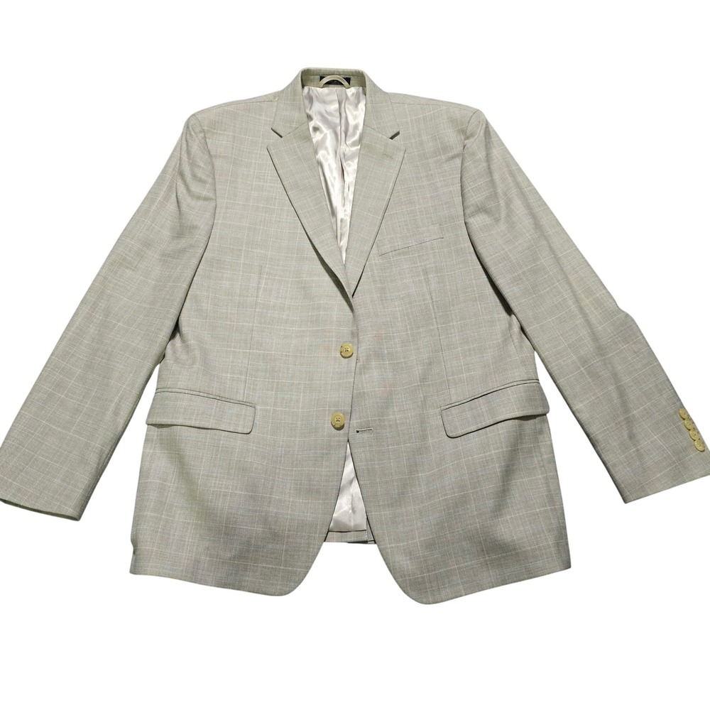 FLAWS Lauren Ralph Lauren Blazer Mens 44R Tan Glen Plaid Sport Coat Suit Jacket